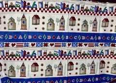 VTG Books Alphabet Checkered Birdhouses Border Stripes Oakhurst Textiles BTFQ