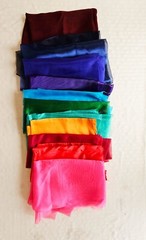 Fabric Lot 12 Diff Colors Variety Silky Satin Chiffon Drapey Filmy 1.25 lbs