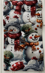 Seasonal Fabric Holiday Snowman Precut 1- Yard 100% Cotton David Textiles New