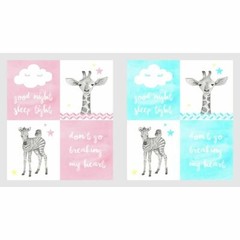 BABY SAFARI Quilt Fabric Panel 23″ x 43″ ~ 8 Design Squares Zebra Giraffe