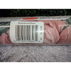 VTG FabriCraft Peel N Stick Fabric Rubbermaid Remembrance Black Floral Cottage