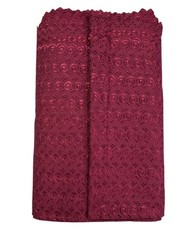 Burgundy Embroidered Eyelet 15 Yards Lace Fabric With Scalloped Edges For Sewing