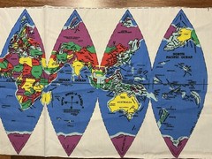 1988 Hugg-A-Planet EARTH Fabric Panel By XTG Products DIY Huggable World Map
