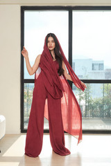 Rayon Crepon Fabric by the Yard — Ruby, Lightweight, 2-Way Stretch