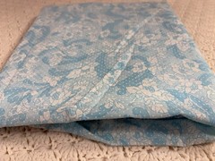 Vintage Blue White Flocked Swiss Dot Floral Fabric Pinafore Dress 44” X 128”