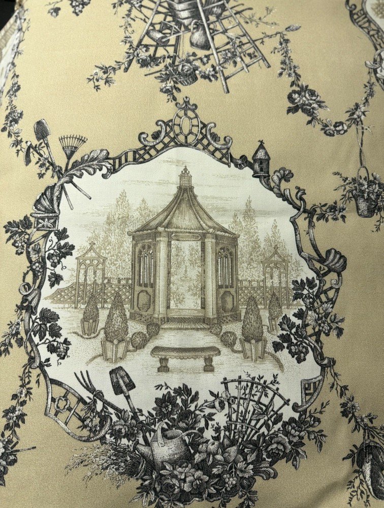 Wesley Hall Fabric French Jacobean Square Fleur De Lis Toile Luxury Fabric VTG