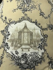 Wesley Hall Fabric French Jacobean Square Fleur De Lis Toile Luxury Fabric VTG