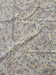 2 YDS x 61.5 Fabric Inch Width Feathered Motif Cream Yellow, Purple, White