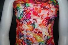 Lace Nylon Spandex Knit Fabric Multicolor Floral Print Beautiful Spandex