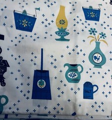 VTG 50-60`s Kitschy Kitchen & Parlor Decor on White Turquoise & Stars BTHY