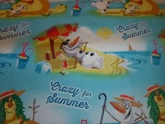 Frozen, Olaf “Crazy For Summer” Cotton fabric 15 INCHES WIDE and 34 inches long