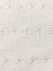 Vintage Blue Flocked Fabric Floral Scallop Faux Eyelet Lacy Design 2 yards x 45″