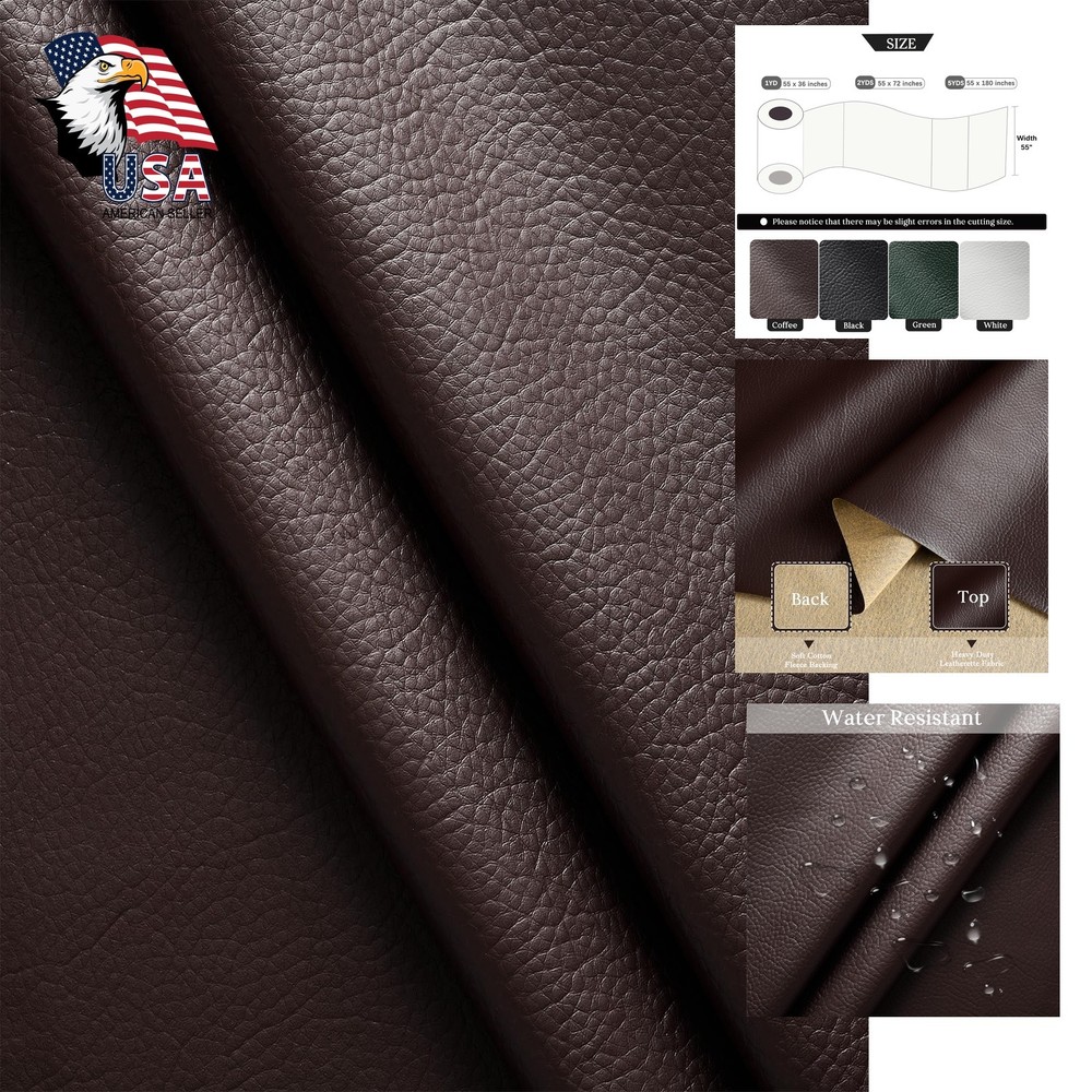 HYVAKUPPA 5 Yards Coffee Faux Leather Fabric