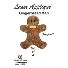 Laser Applique Gingerbread Men Fanatical Fusion Pre Fused Set of 4 Brown