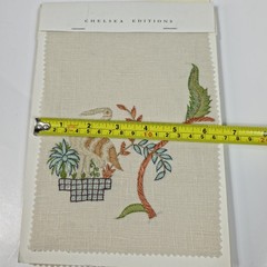 Chelsea Editions Embroidered Fabric Samples Lot of 8 Linen Textile Swatches