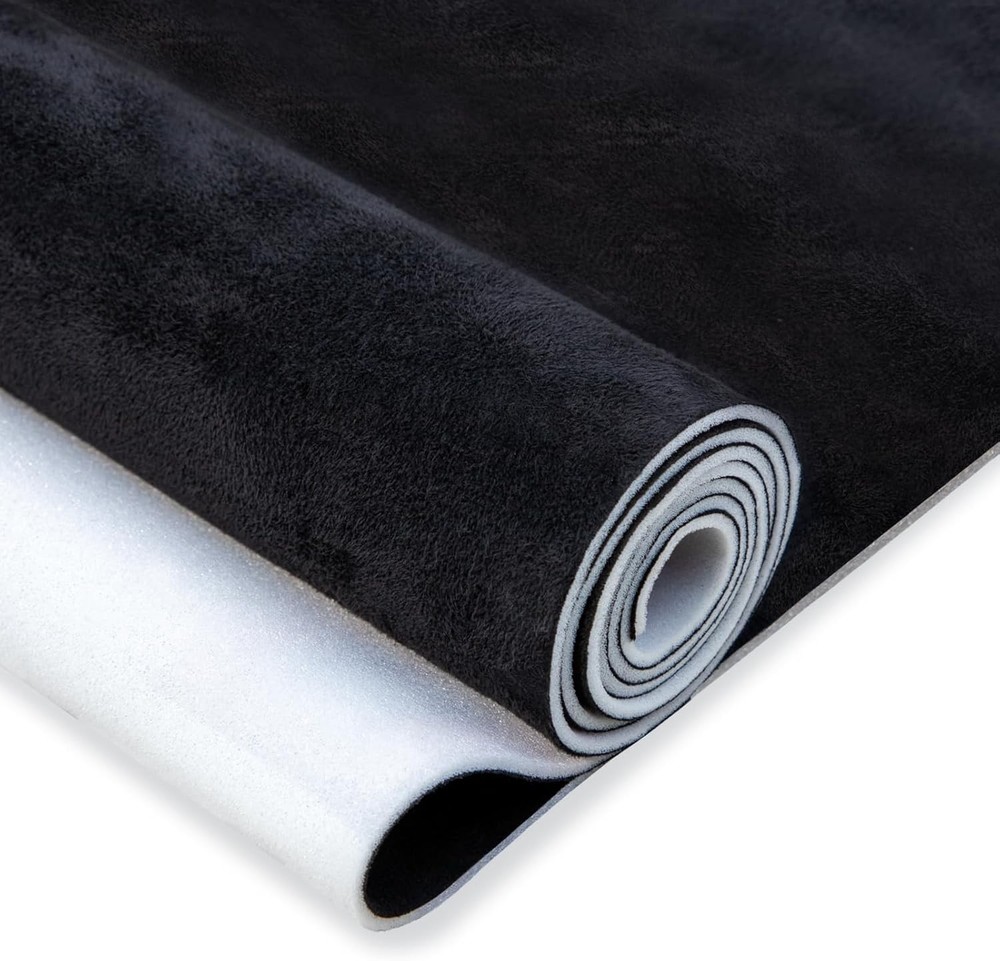 Suede Auto Headliner Fabric 98″ L × 60″ W with Foam Backing – Black Interior Re