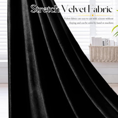 2 Yard Stretch Velvet Fabric, Black, 60 Inch Wide | Stretchy Velvet Cloth, 90% P