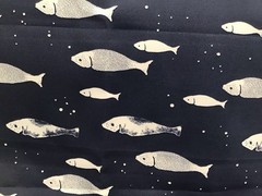 Navy Fish Outdoor Fabric Upholstery Pillow Deck Chair Cushion 2.5 Yard Lot