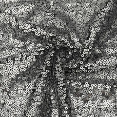 1 Yard Sequin Fabric by the Yard Velvet Sequins Fabric, Black Silver