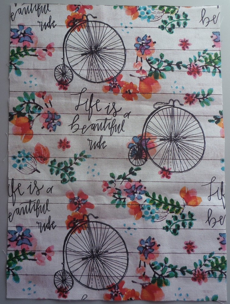 Group D – Fabric Cotton 1 Piece 11 1/8″ L x 8″ W Bicycles and Flowers on White