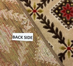 DESIGNER FLORAL ROSETTE VELVET BEIGE RED GEO FLORAL VINE FABRIC 2 YARD 43″W