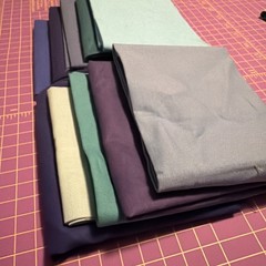 Set Of 10 Cotton Quilt Fabric Fat Quarters Blue Green Solid Modern Teal