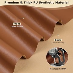 ANMINY Vinyl Fabric by the Yard, 54″ W 0.7MM Faux Leather, Brown 1 Yard |