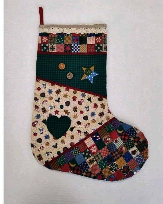 Cranston Country Patchwork Print Fabric Cut & Sew Christmas Stocking Completed-A