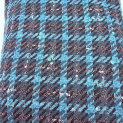 Large Scale Plaid Boucle Tweed Wool Fabric Blue Gray 60 in x 3.5 yds Vintage