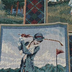6 Golf Tapestry Upholstery Fabric Samples Vintage Modern Designs Golfing Pillow