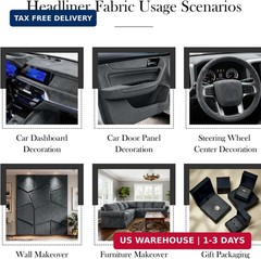 Suede Headliner Fabric, 96″ L×60″ W Dark Grey Car Headliner Material, Tela para