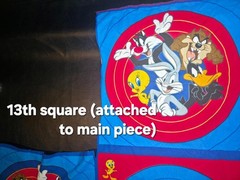 VINTAGE LOONEY TUNES BUGS BUNNY SYLVESTER TWEETY TAZ FABRIC 95″ CRANSTON USA