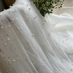 DIY Princess Dress Beaded Mesh Lace Fabric Evening Wedding Dress Sheer Curtain