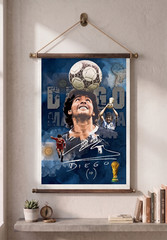 Diego Maradona World Cup Legend Poster Faux Leather 12×18 Regalo