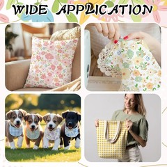 Hahafelt 10 Pcs Floral Gingham Quilting Fabric Bundles 20 x 20 Inch