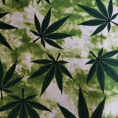 Marijuana Weed Green/White Cotton Fabric Easy Care 58″ by the Yard