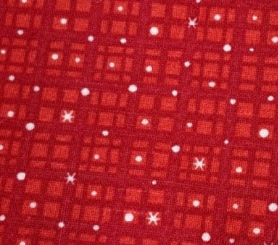 Red Cotton Fabric 10″x42″ White Star Grid Pattern Sewing Quilting Crafts