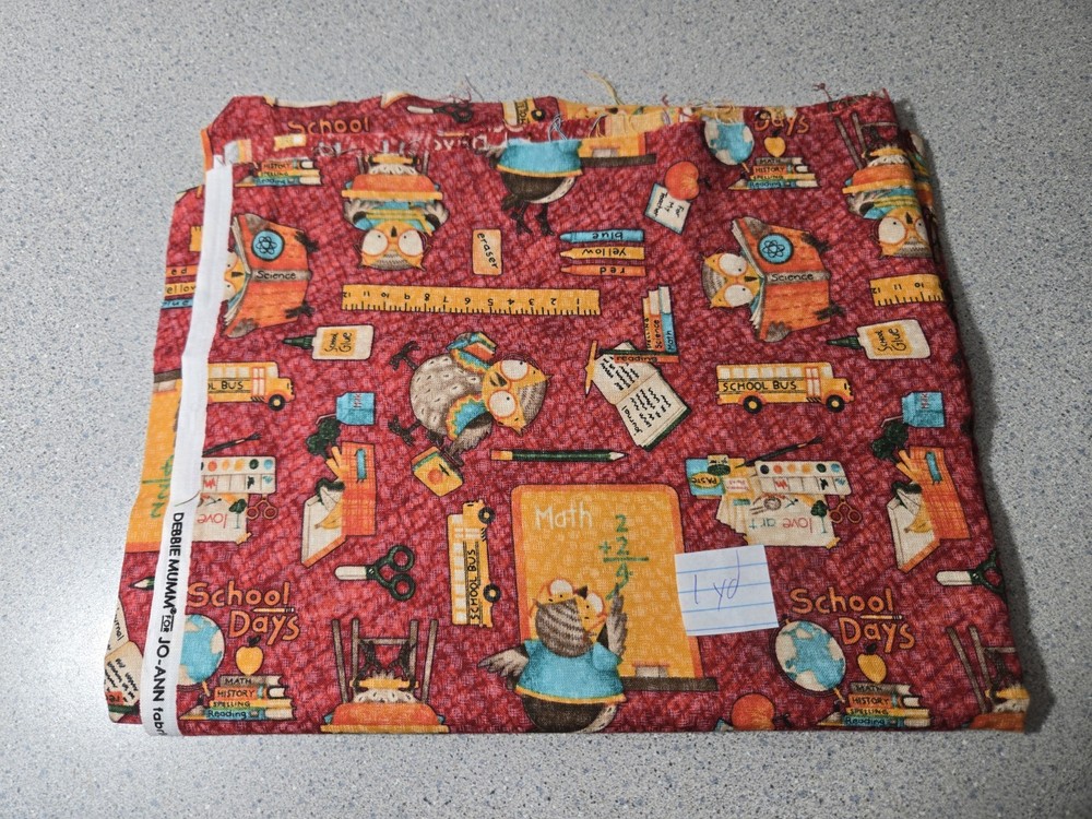 Debbie Mumm Jo-Ann Teacher Owl Classroom Fabric 1 Yard School Bus