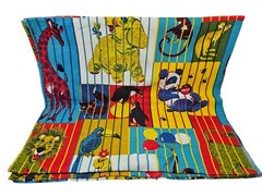 Vintage 60s Animal Print Circus Barkcloth Fabric Panels Unfinished Curtains