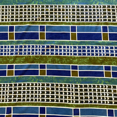 VTG 60s 5th Avenue Design Screen Printed Fabric Mid Century Modern 56 x 50 Blue