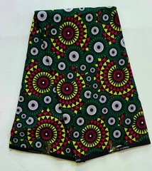 African Fabric/ Ankara – Green, Red, Yellow ‘Luxor Dynasty’, YARD OR WHOLESALE