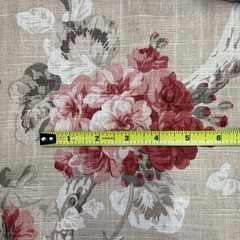 Braemore Floral Home Decor Fabric ~ Red Pink Roses & Geraniums on Taupe ~ BTY