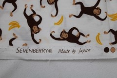 1 YARD SEVENBERRY MONKEY COTTON FABRIC~BANANAS~BROWN~45″WIDE~WHITE BACKGROUND