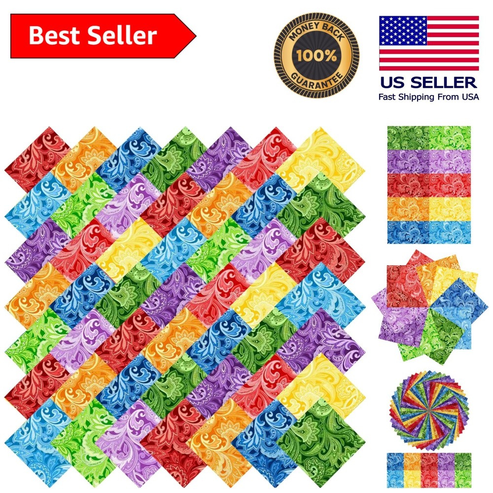 Exciting 50 PCS 8″x8″ Pre-Cut Floral Cotton Squares for Creative Sewing Projects