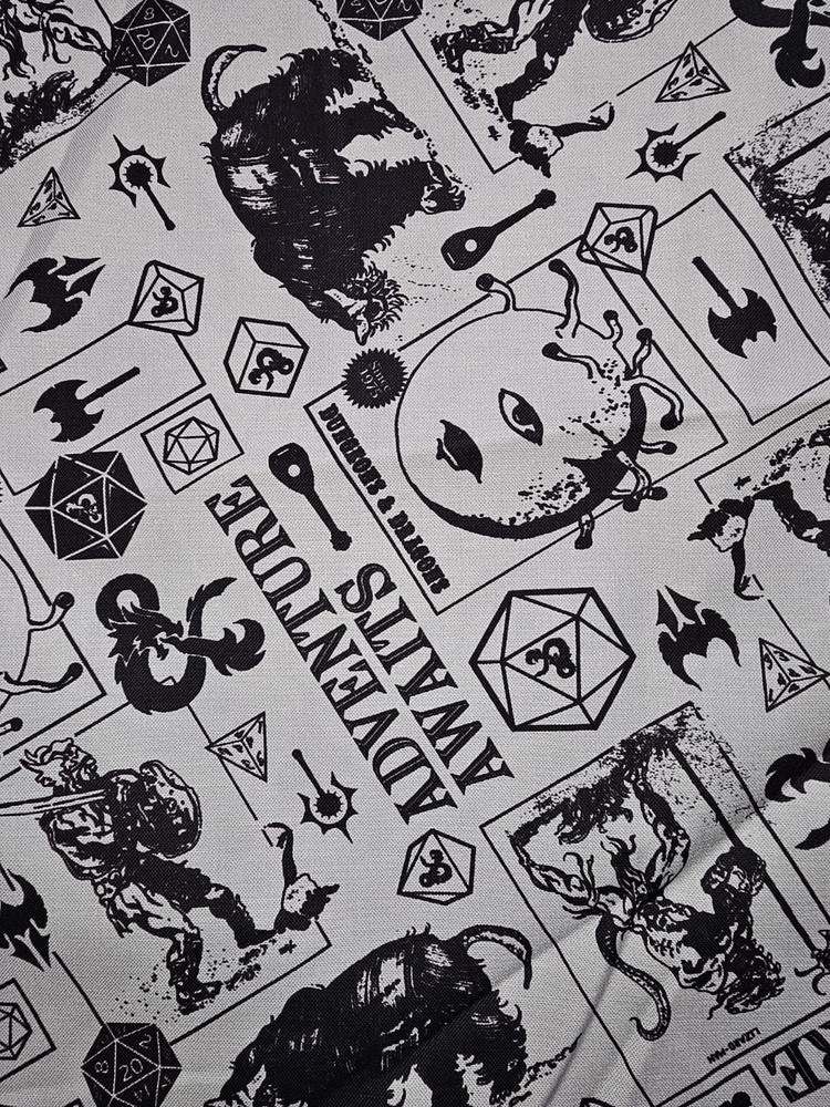 Dungeons And Dragons Monsters Gray By the Yard Lisc. Camelot Cotton print