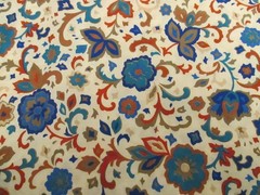 Cream Jacobean Floral Vine Fabric Cotton Blend BTY x 60″ Craft Sewing