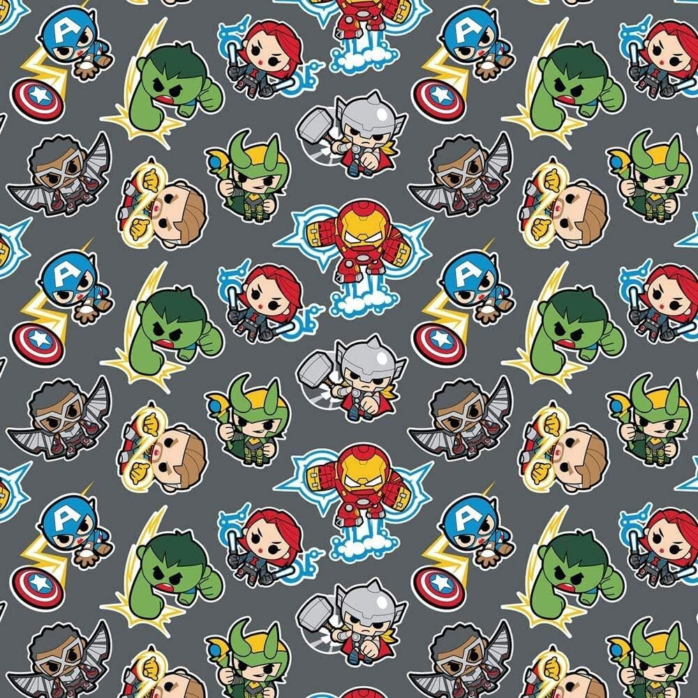 Marvel Avengers Cotton Fabric Action Power Hero Line Art Kawaii Comics Burst 43″