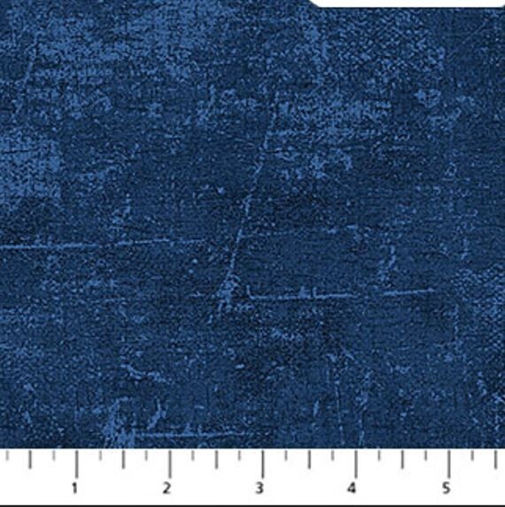 Cotton Canvas Grunge Brushed Textured Pattern Navy Fabric Print by Yard D137.23