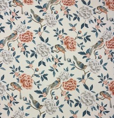 COVINGTON ALBA ROSE WINTER BIRD FLORAL MULTIPURPOSE LINEN FABRIC BY YARD 54″W