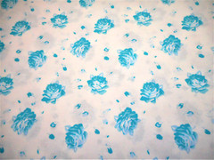 Floral Fabric 1 2/3 Yard Turquoise Blue & Teal Roses on White Premium Cotton #C